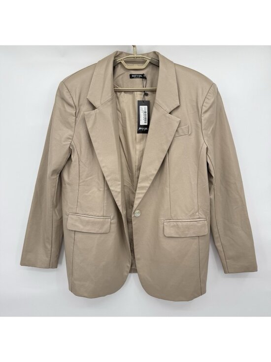 Nasty Gal Jackets & Blazers - Nasty Gal Oversized Boyfriend Faux Leather Blazer US 4 UK 8 Taupe